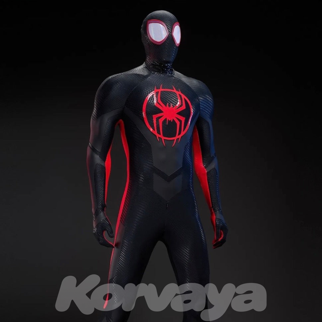 Black & Red superhero suit, front view