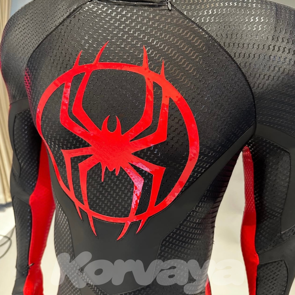 Black & Red superhero suit detail