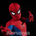 Classic superhero suit, action pose